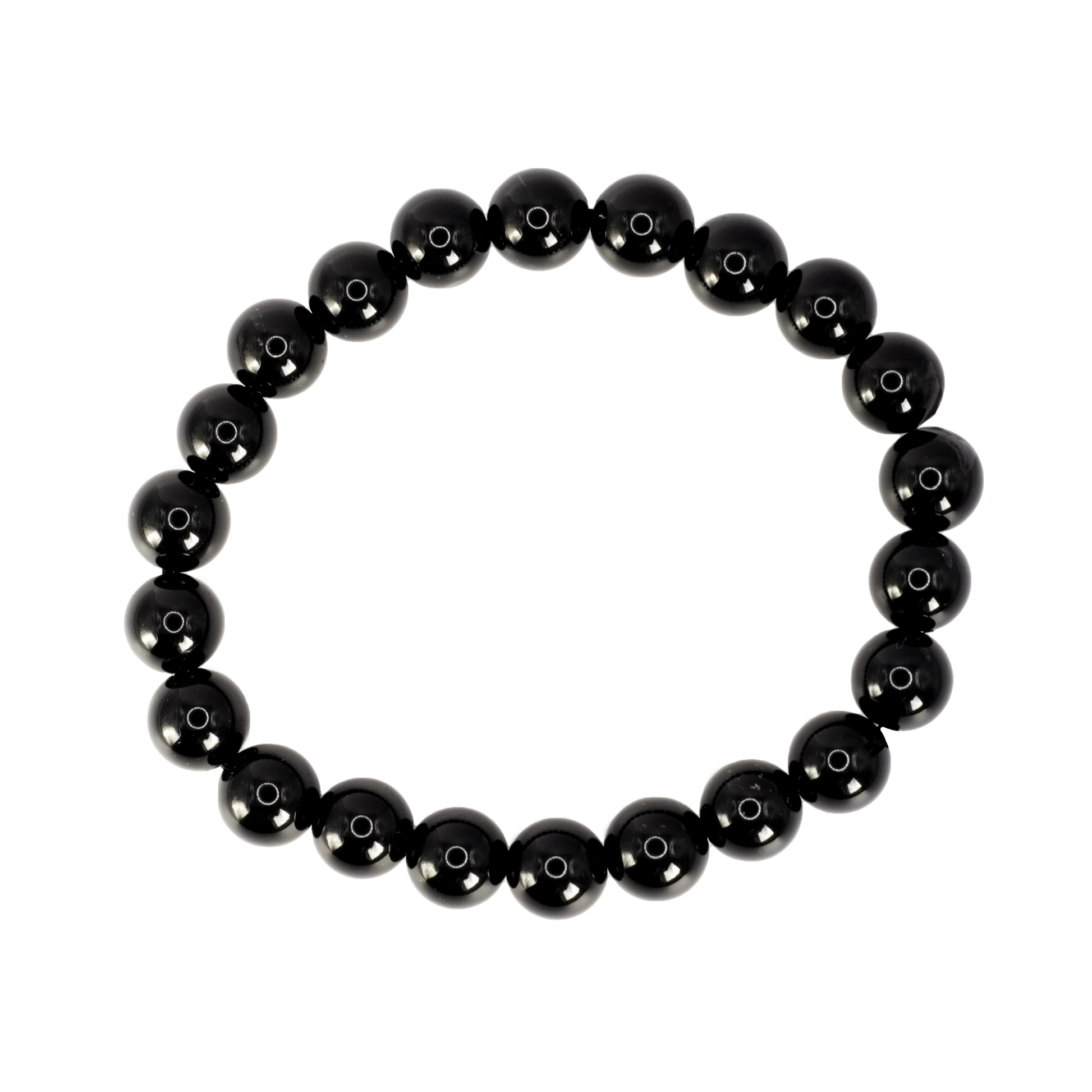 Bracelet boule en obsidienne noire du Mexique de qualité A
