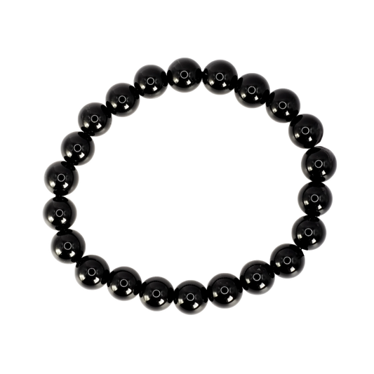 Bracelet boule en obsidienne noire du Mexique de qualité A