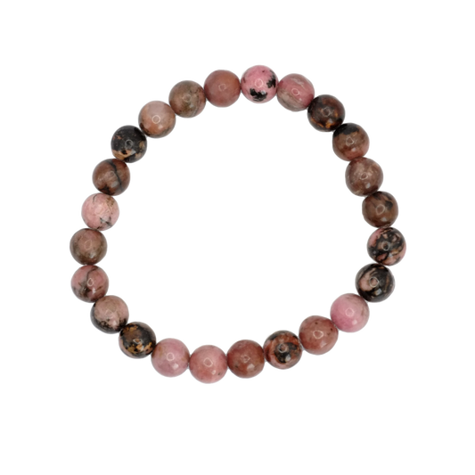 Bracelet boule en rhodonite de Madagascar de qualité AB