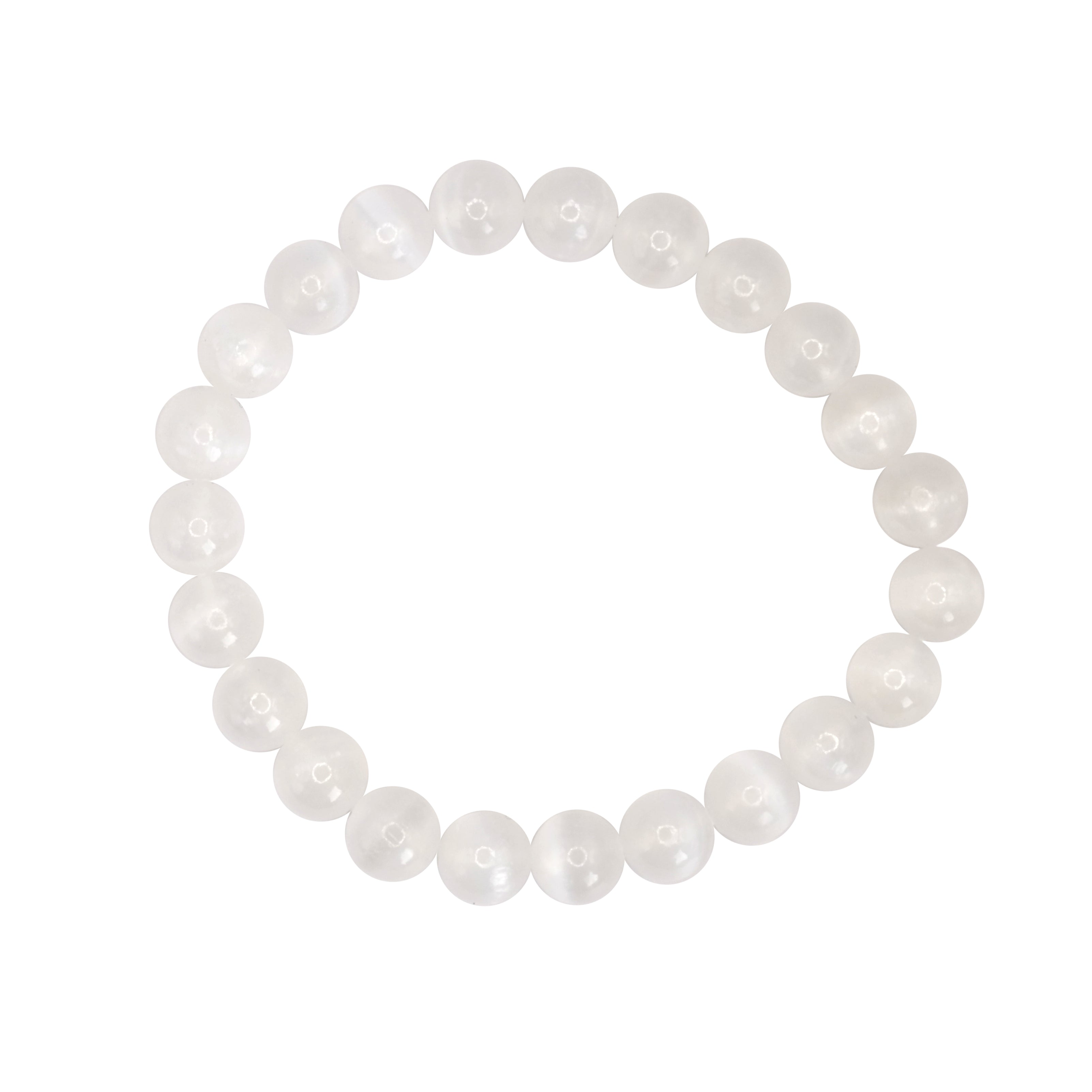 Bracelet boule en sélénite du Maroc de qualité AA.