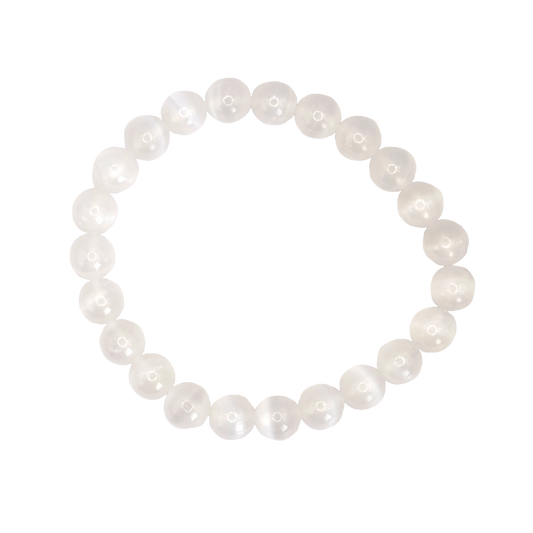 Bracelet boule en sélénite du Maroc de qualité AA