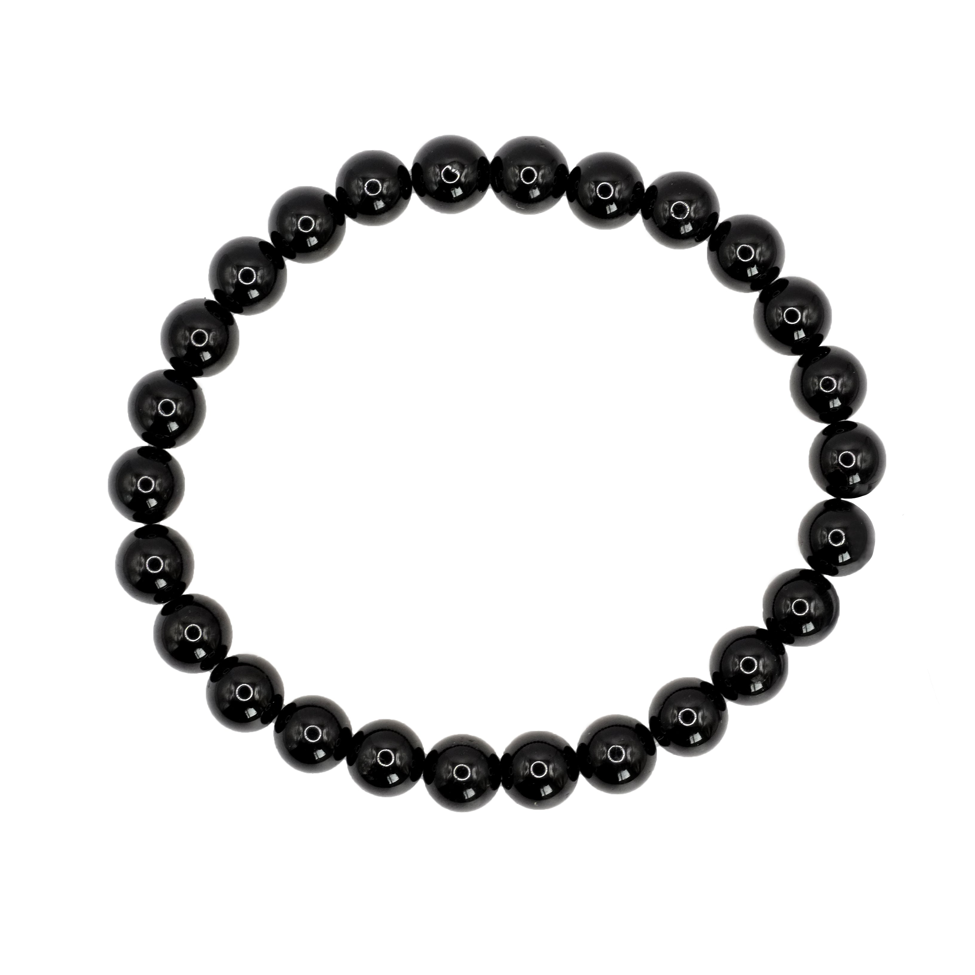 Bracelet boule en tourmaline noire du Brésil de qualité A. Tour de poignet : 18 - 20 cm. Taille 2 = 25/27 perles