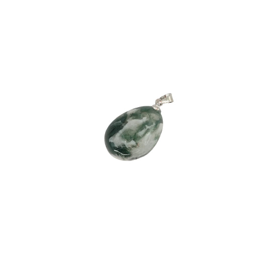 Pendentif pierre roulé en agate mousse du Brésil de qualité A