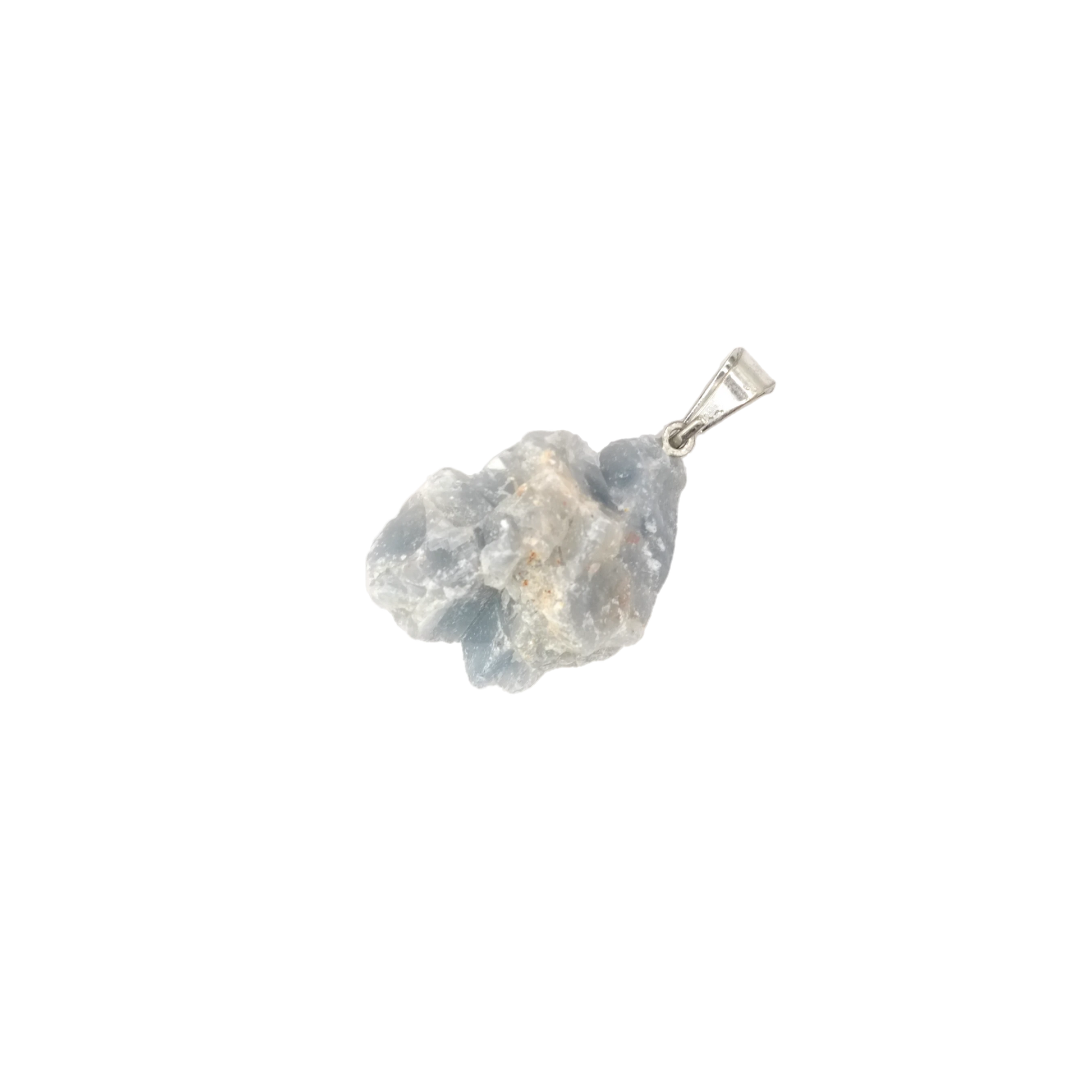 Pendentif pierre brute en calcite bleue du Mexique de qualité A