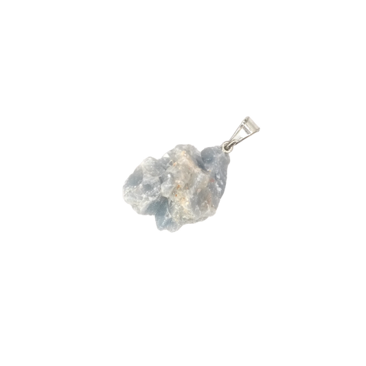 Pendentif pierre brute en calcite bleue du Mexique de qualité A