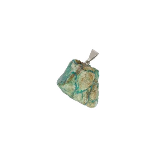 Pendentif pierre brute en chrysocolle du Pérou de qualité AA