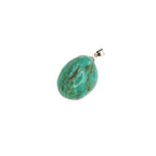 Pendentif pierre roulée en amazonite du Pérou de qualité A, de couleur vert avec des tigrures marron et de forme ronde.
