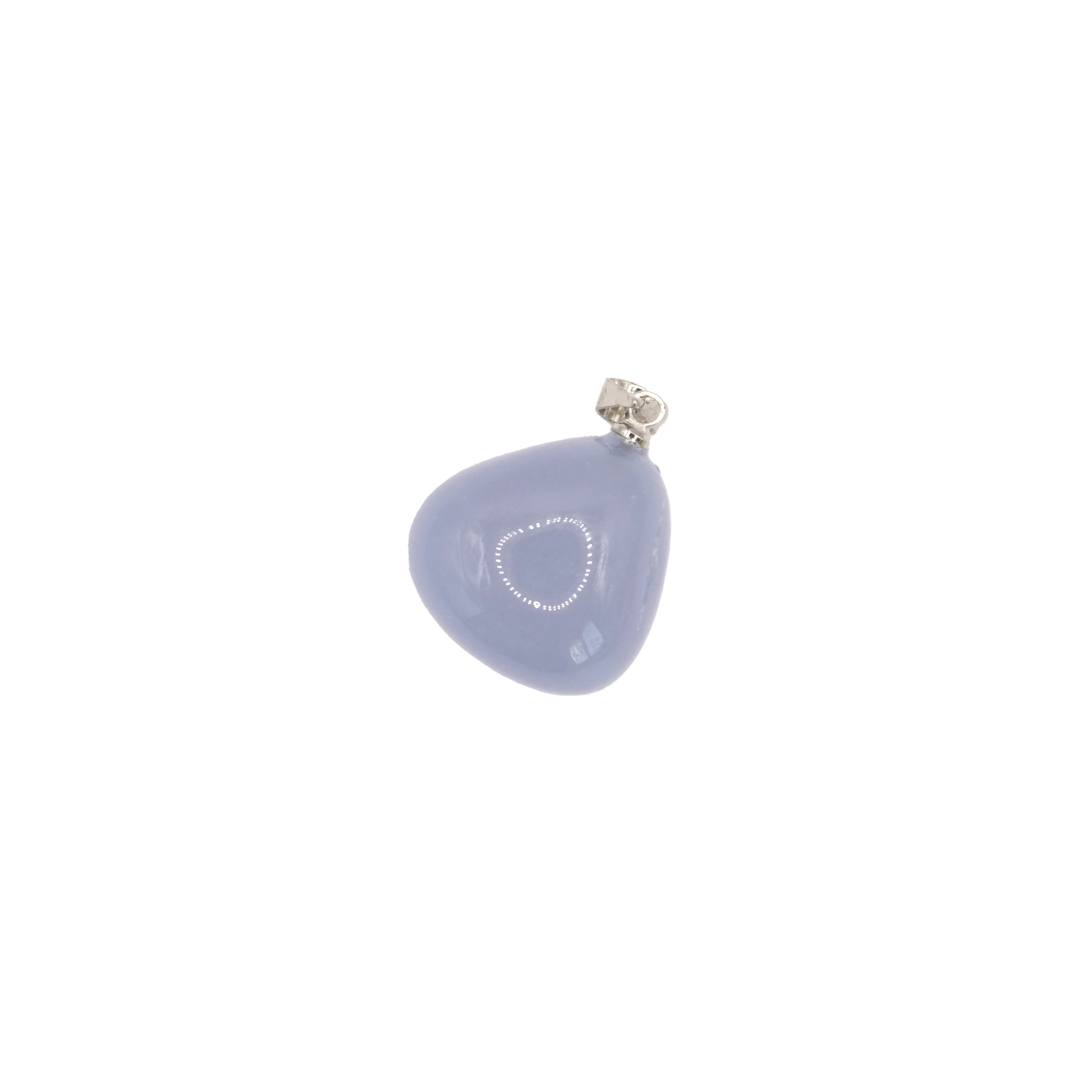 Pendentif pierre roulée en calcédoine bleue de Namibie de qualité AA.