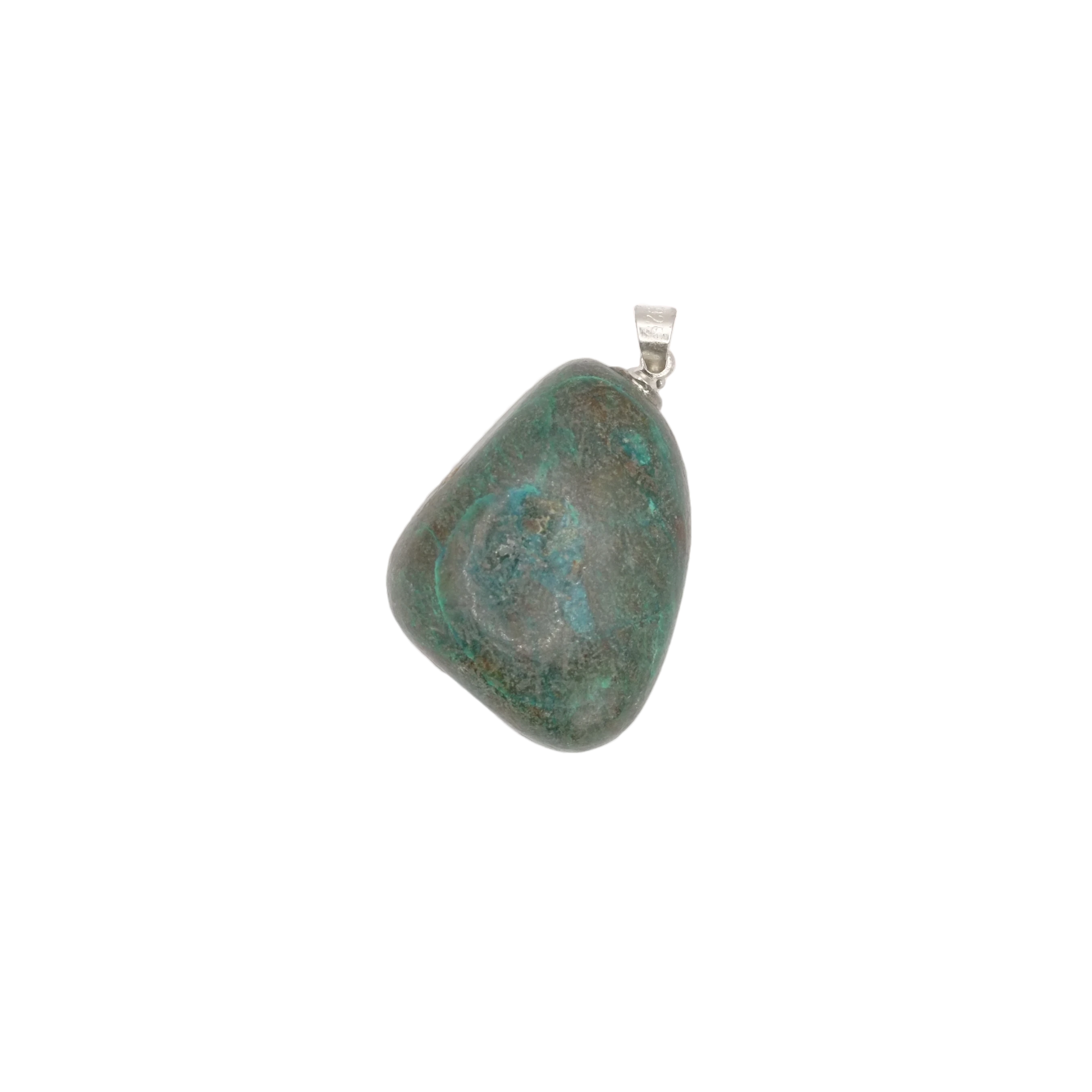 Pendentif pierre roulée en chrysocolle du Pérou de qualité AA