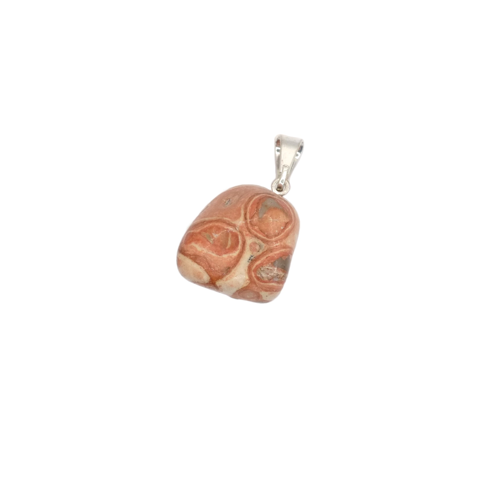 Pendentif pierre roulée en jaspe léopard d'Afrique du Sud de forme ronde / carrée.