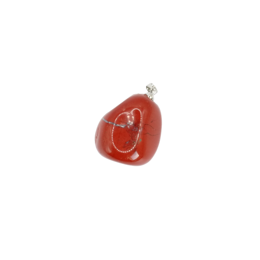 Pendentif pierre roulée en jaspe rouge d'Afrique du Sud de qualité A