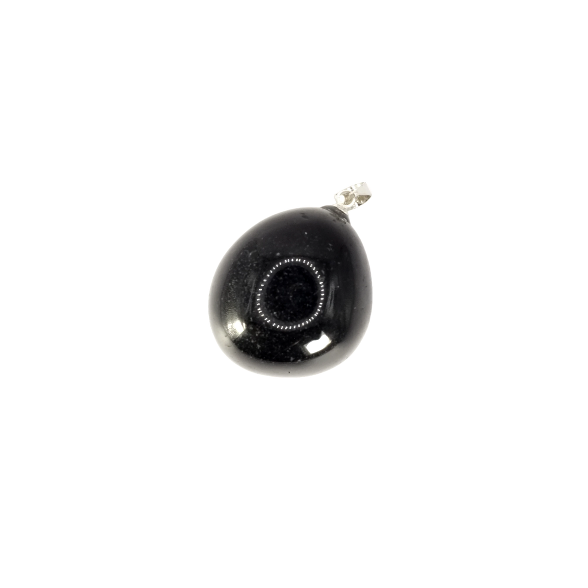 Pendentif pierre roulée en obsidienne noire du Mexique de qualité AA