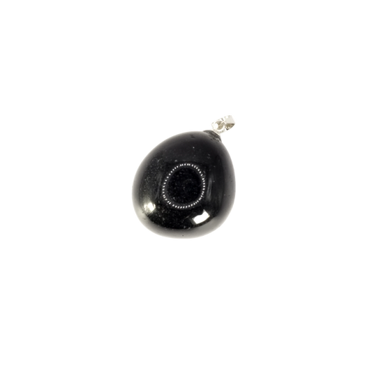 Pendentif pierre roulée en obsidienne noire du Mexique de qualité AA