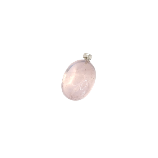 Pendentif pierre roulée en quartz rose du Brésil de qualité AAA