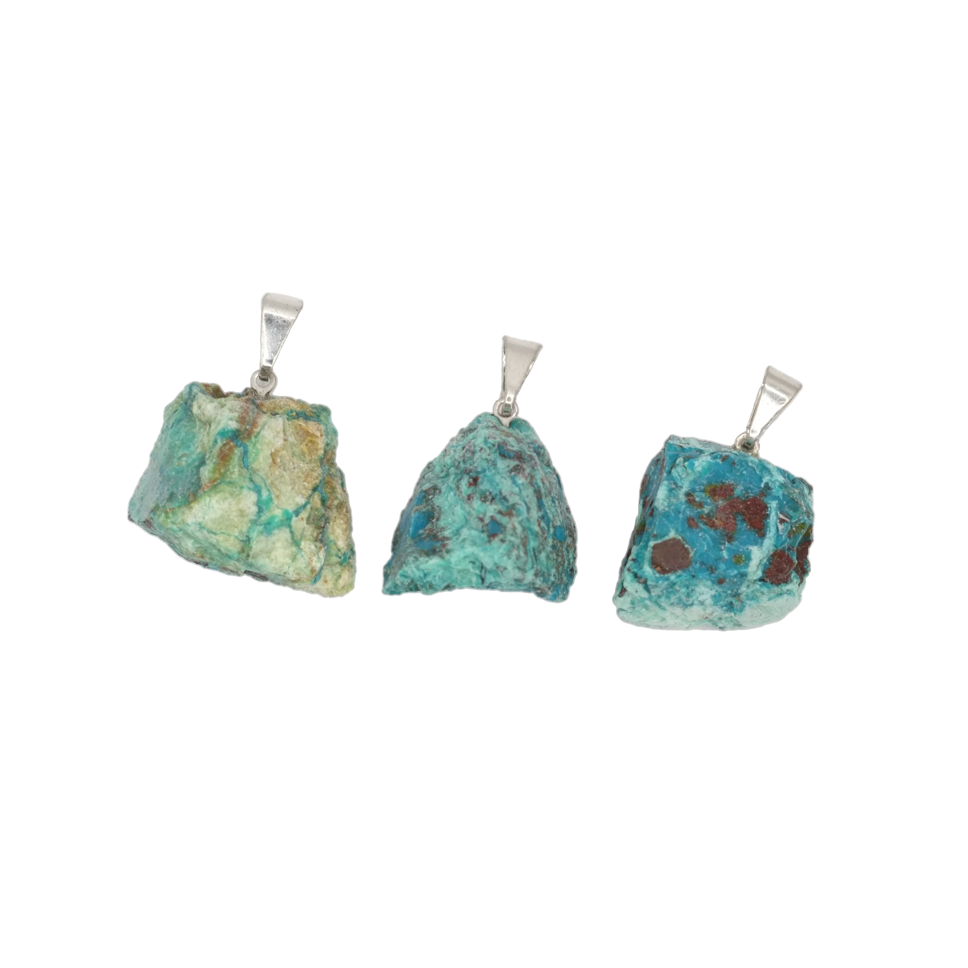 Pendentifs pierre brute en chrysocolle du Pérou de qualité AA