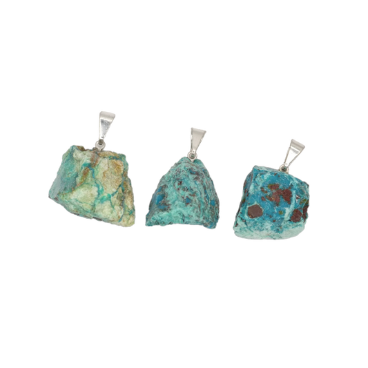 Pendentifs pierre brute en chrysocolle du Pérou de qualité AA
