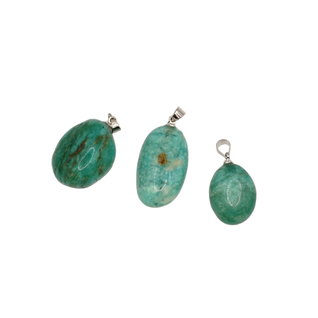 Pendentifs pierre roulée en amazonite du Pérou de qualité A