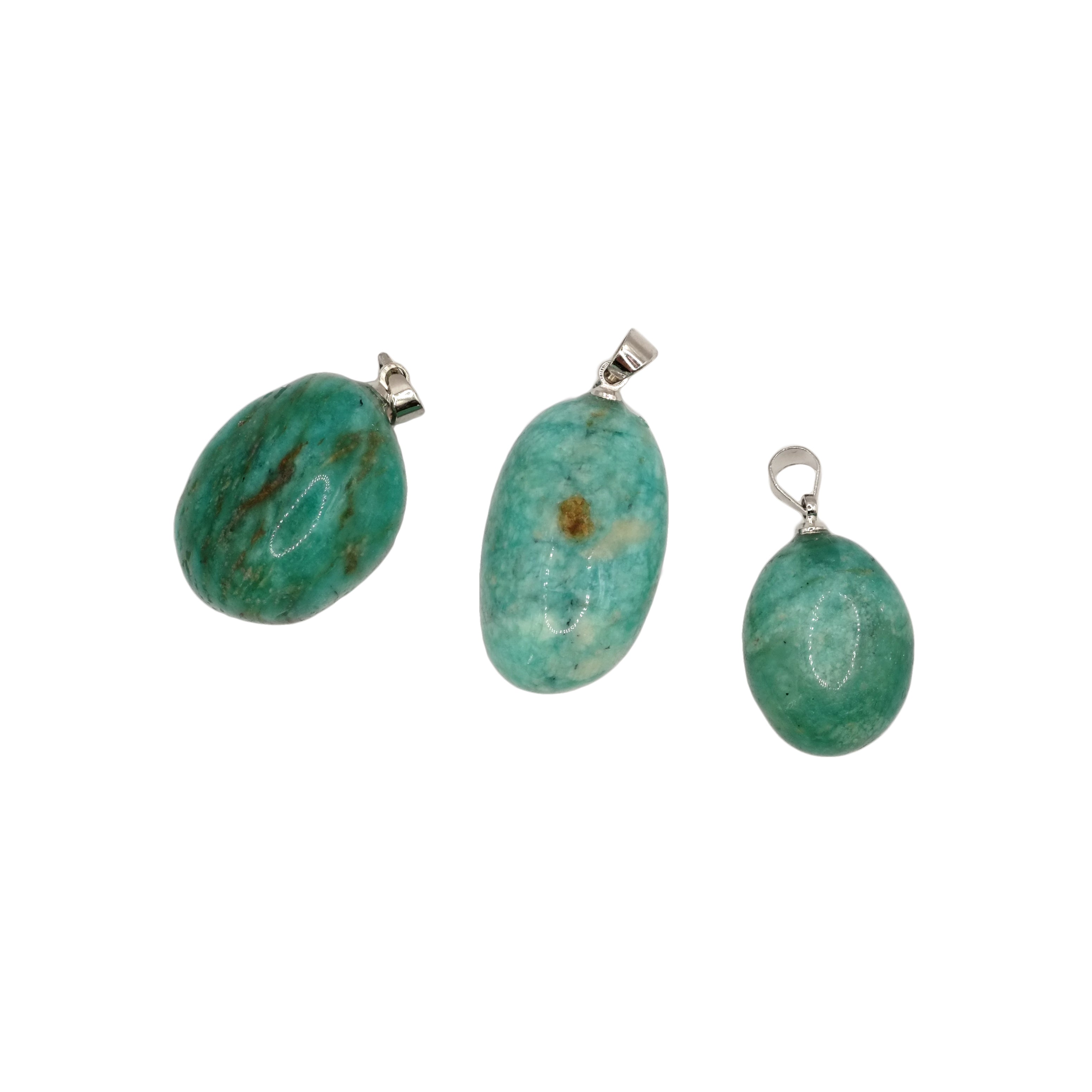 Pendentif pierre roulée en amazonite du Pérou de qualité A.