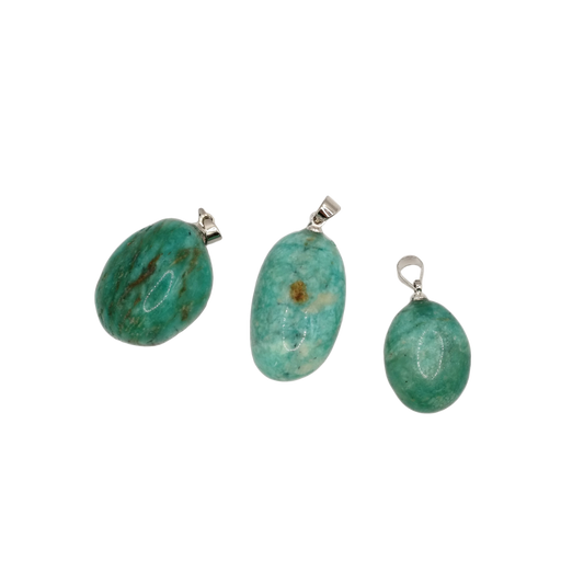 Pendentifs pierre roulée en amazonite du Pérou de qualité A