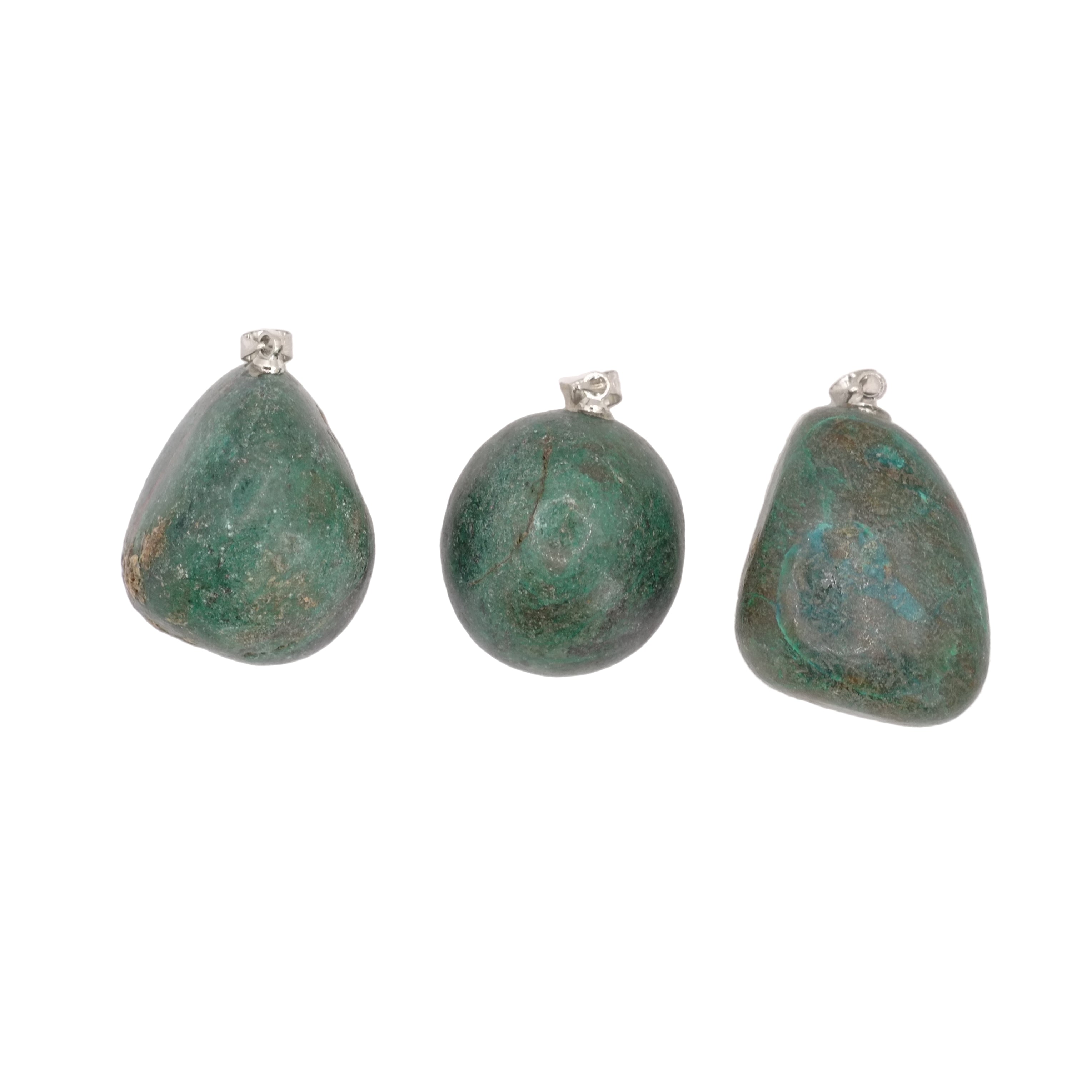 Pendentifs pierres roulées en chrysocolle du Pérou de qualité AA.