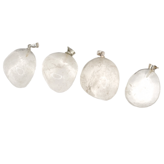 Pendentifs pierre roulée en cristal de roche du Brésil de qualité A+