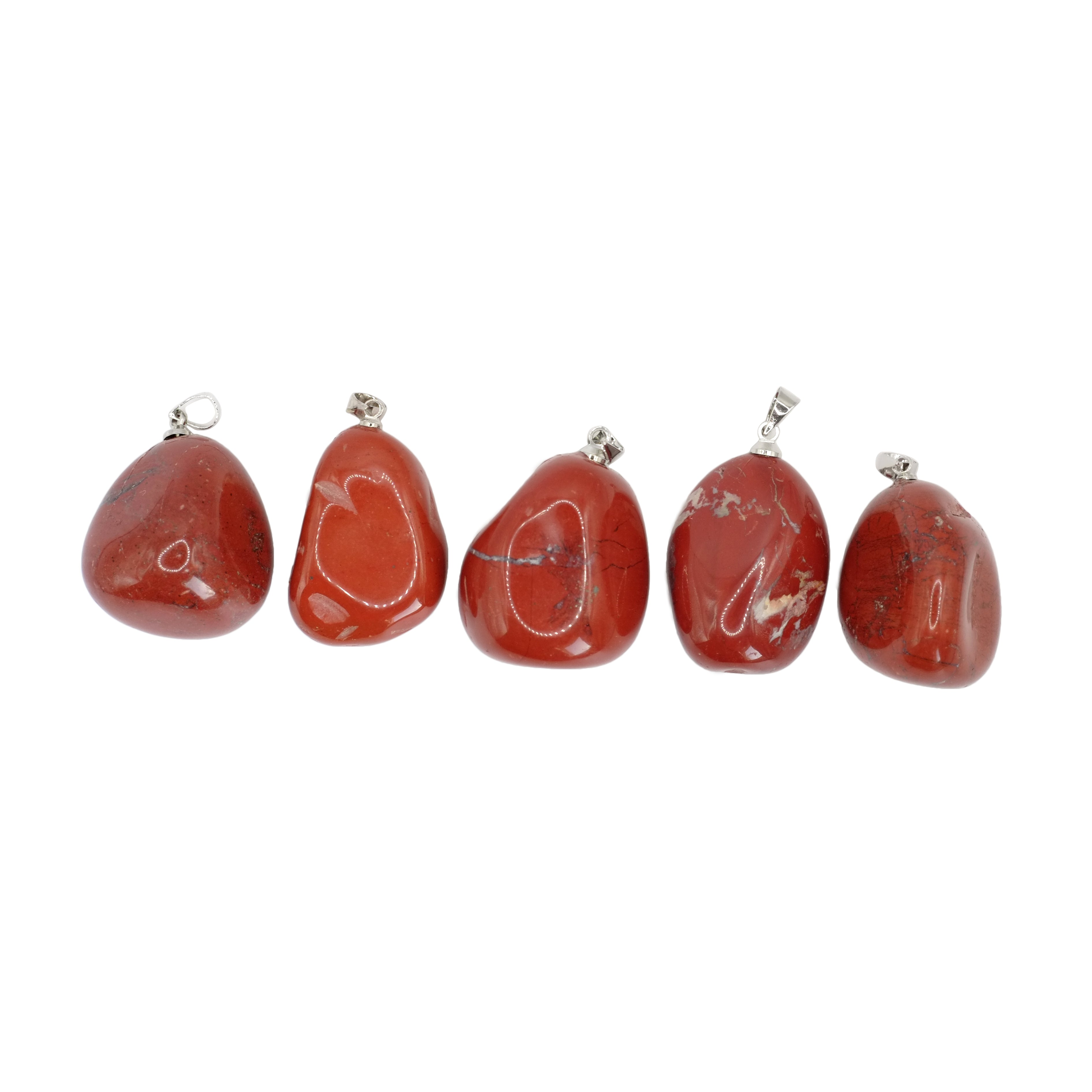 Pendentif pierre roulée en jaspe rouge d'Afrique du Sud.