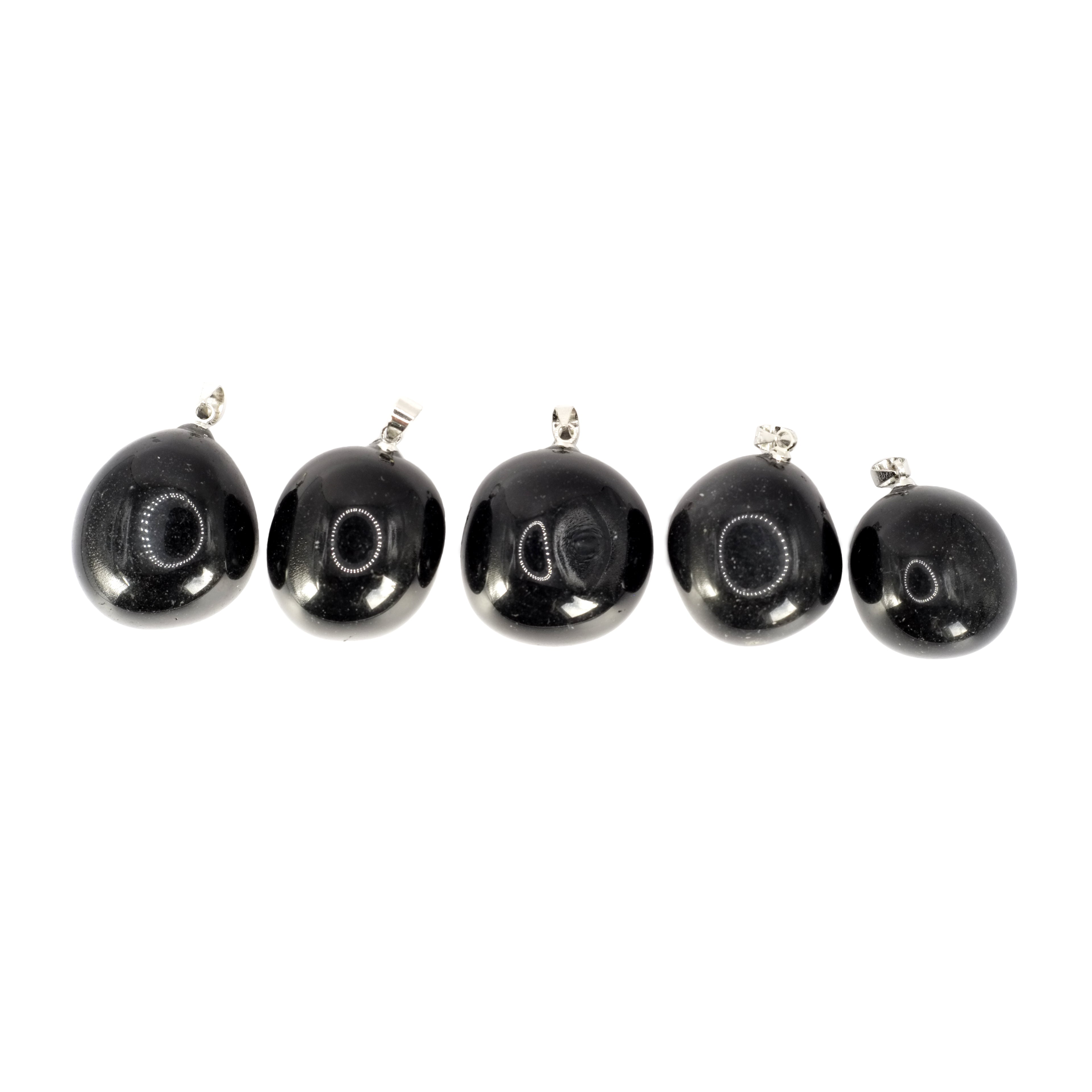 Pendentif pierre roulée en obsidienne noire du Mexique de qualité AA.