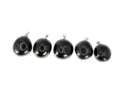 Pendentifs pierre roulée en obsidienne noire du Mexique de qualité AA