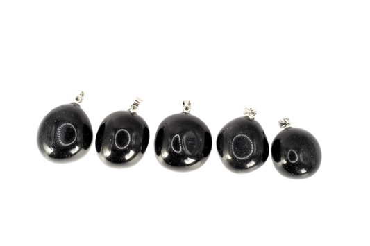 Pendentifs pierre roulée en obsidienne noire du Mexique de qualité AA