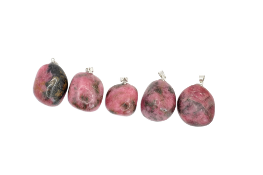 Pendentifs pierre roulée en rhodonite de Madagascar de qualité A