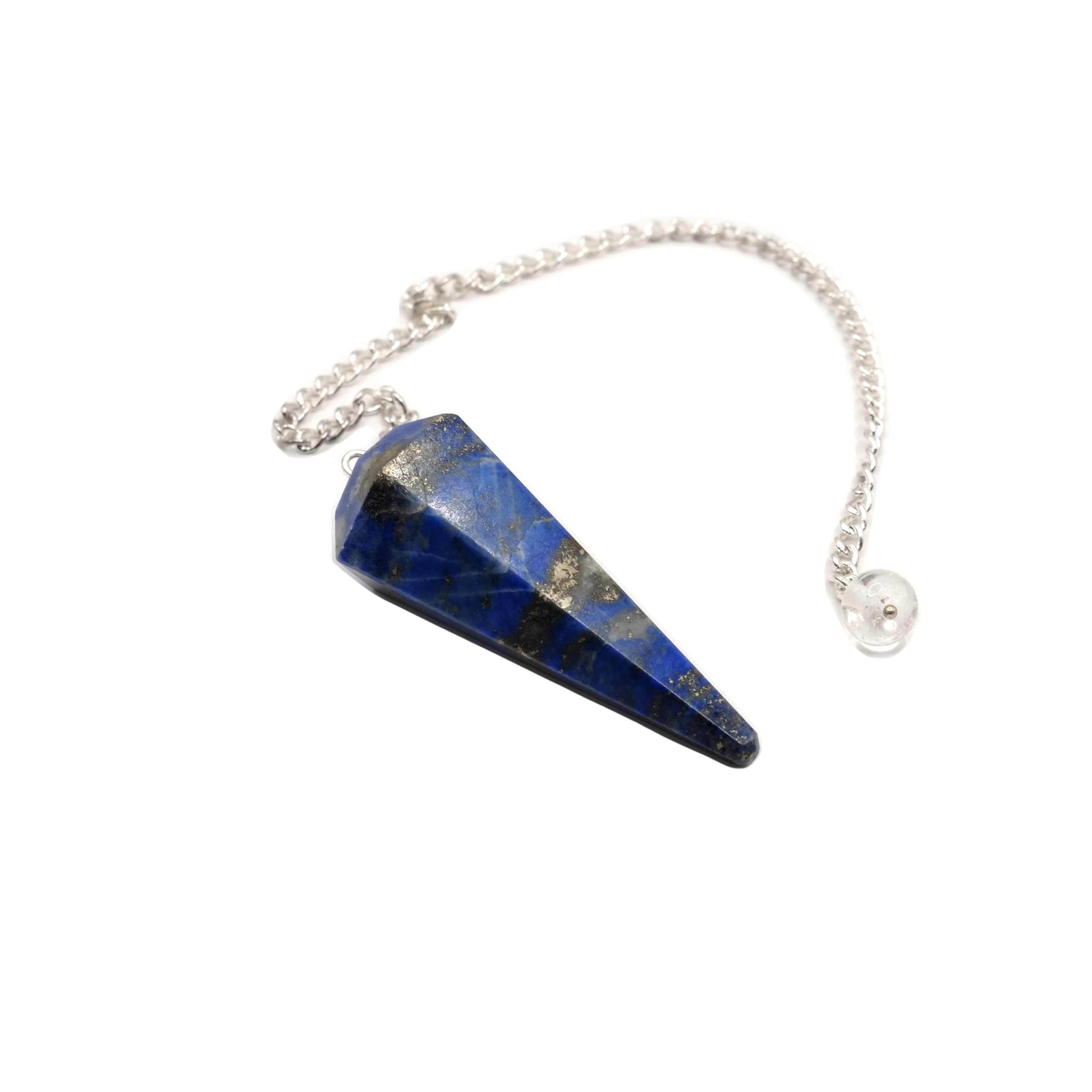 Pendule hexagonal en lapis-lazuli d'Afghanistan.