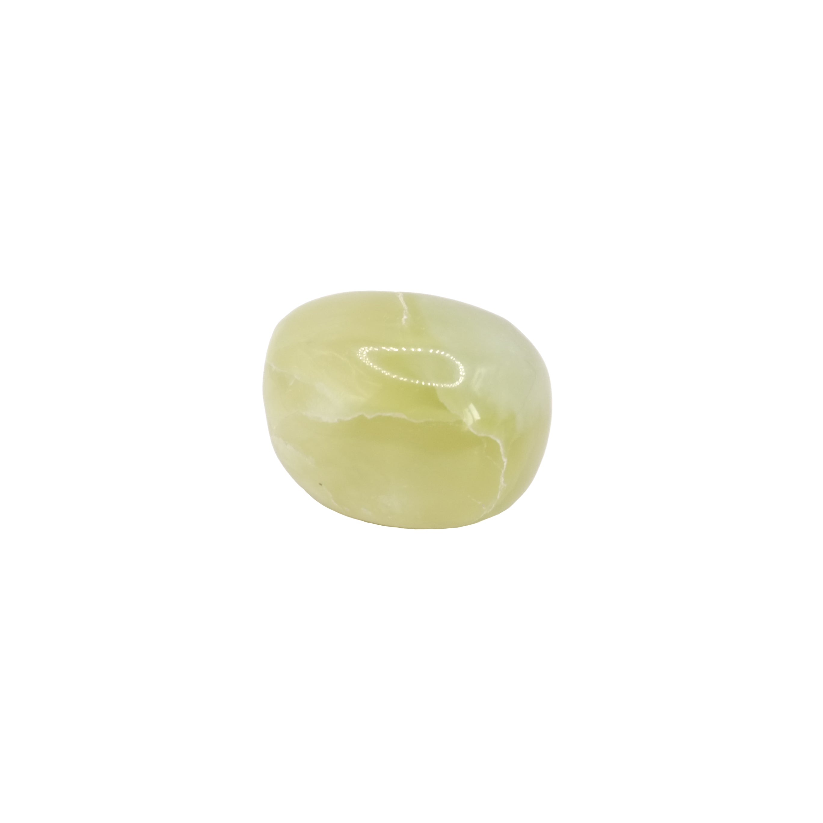Pierre roulée en jade de qualité A+ provenant de Chine de couleur vert anis et de forme ronde.
