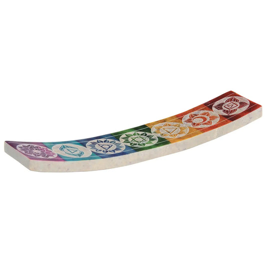 Porte encens en stéatite pour bâtonnets 7 chakras multicolore peints