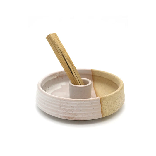 Support en céramique pour Palo Santo beige et crème